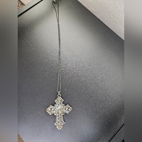 Colorful Rhinestone Cross Necklace - Picture 5 of 9